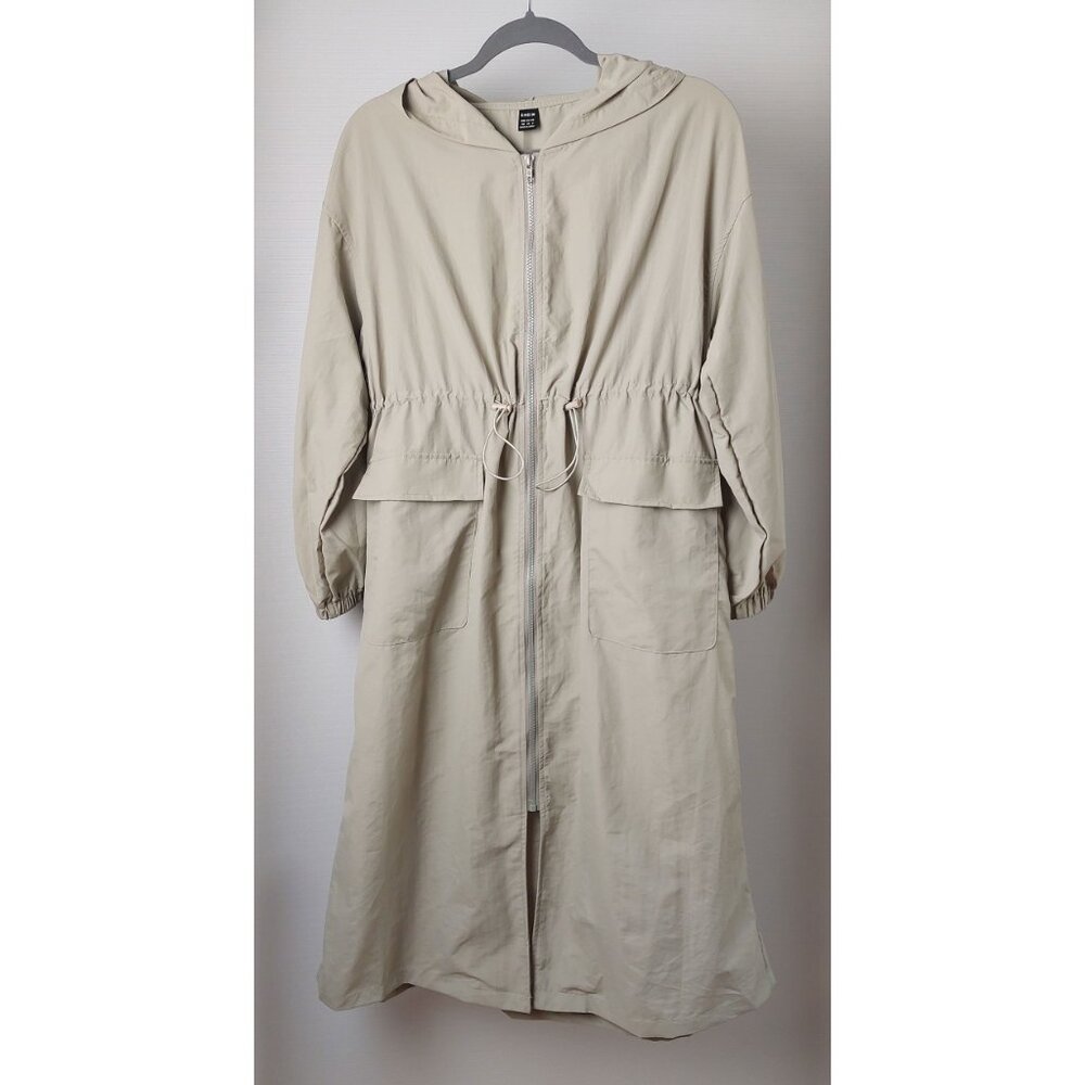 Light Celadon Green Hooded Trench Coat Coat XS to M Spring Summer Fall
